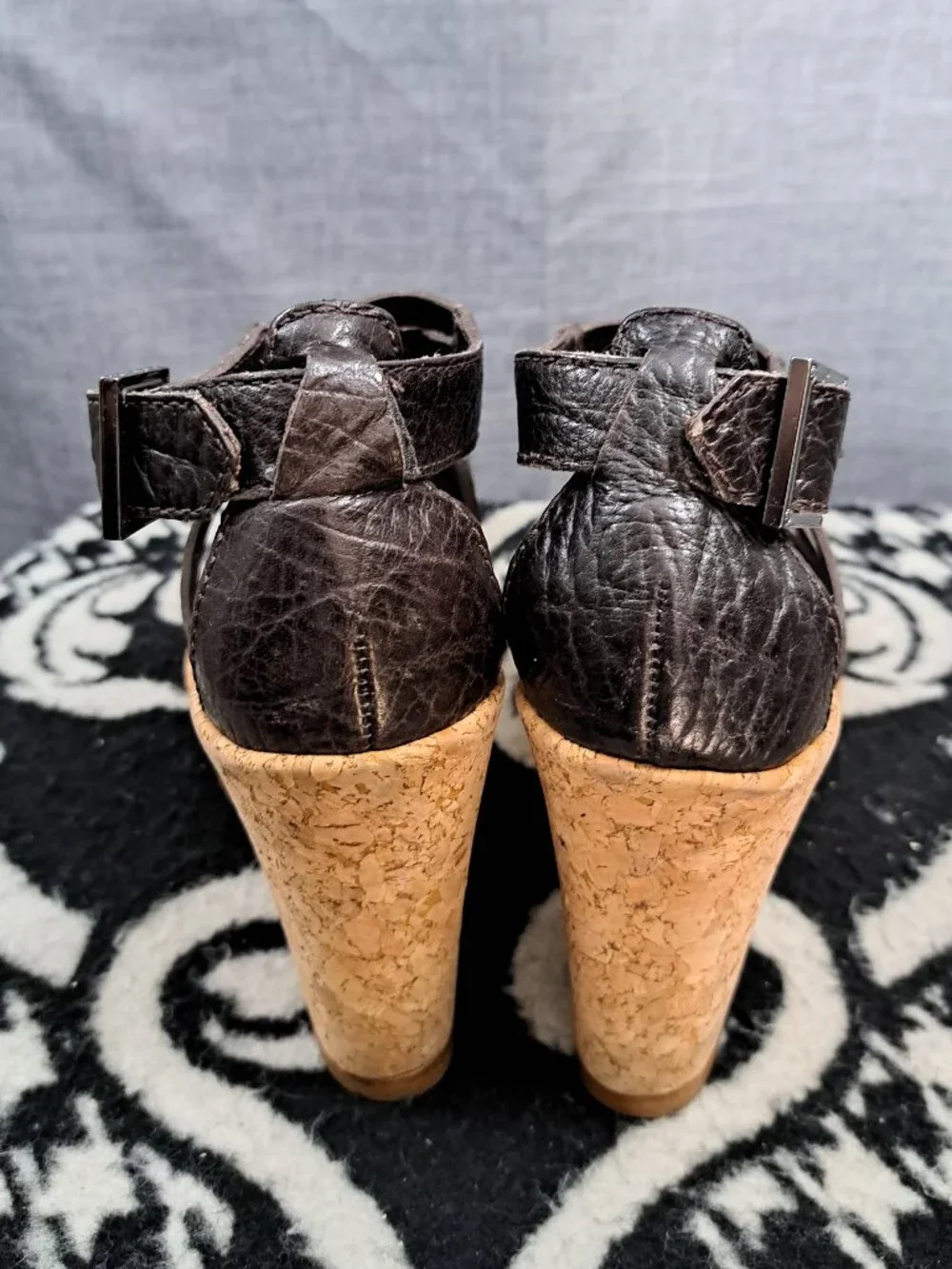 Tory Burch Women Size 6M Shoes Wedges high heel Cork leather buckle Sandals